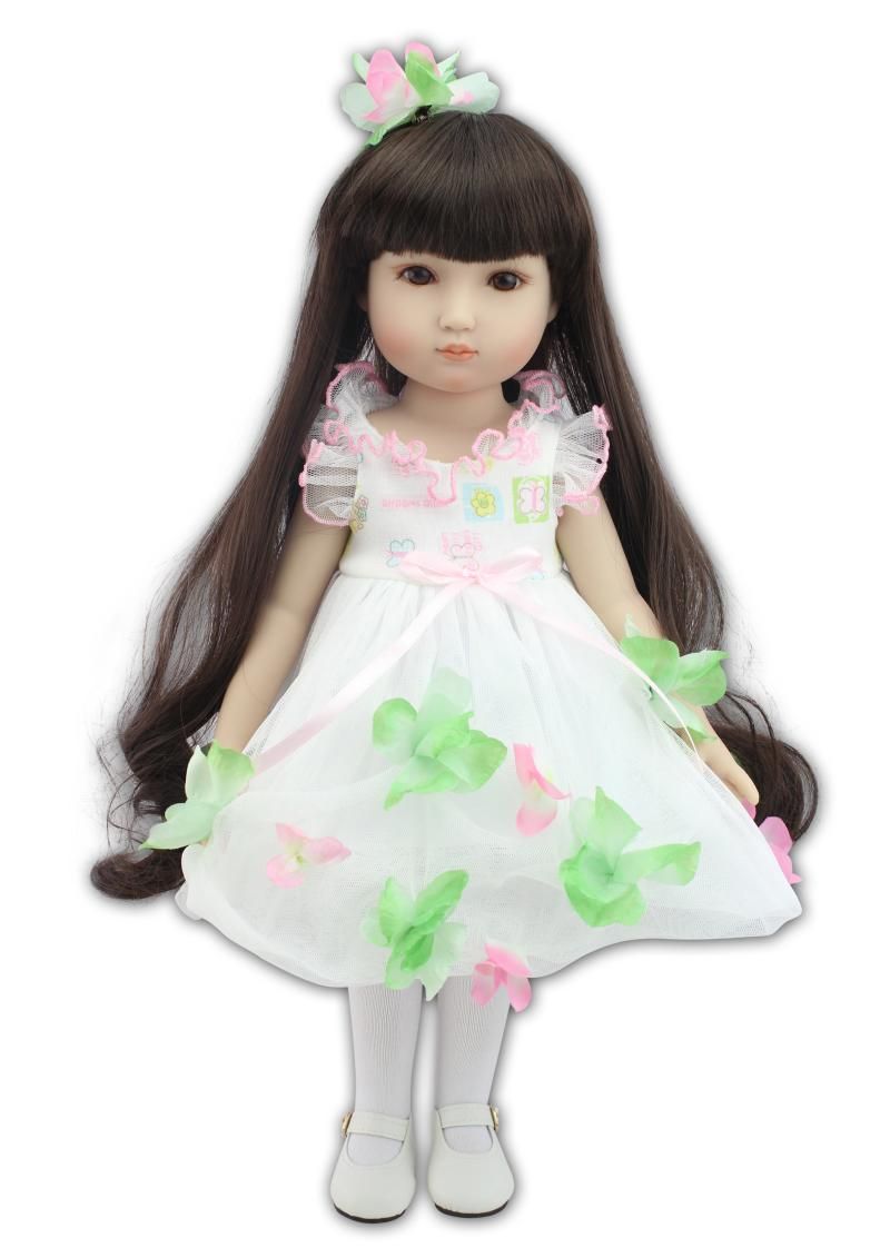 18 American Sweet Girl Doll Brown Long Hair Beauty Girl Reborn