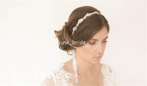 Perles bridal bandeau crystal cheveux bandeau ruban mariage coiffure 1 pièces 