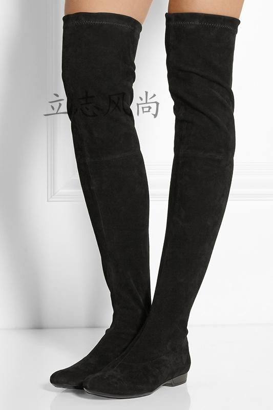 flat pointed knee high boots