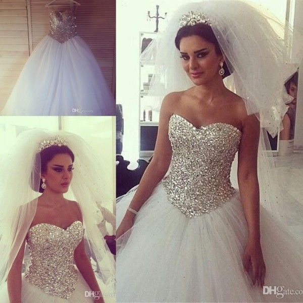 Bling 2016 Ball Gown Wedding Dresses with Crystals Wedding Gowns Royal Princess Gowns Sweetheart Corset Court Train Fluffy Bridal Gowns 2018 from lovely518 $160.48 | DHgate Mobile