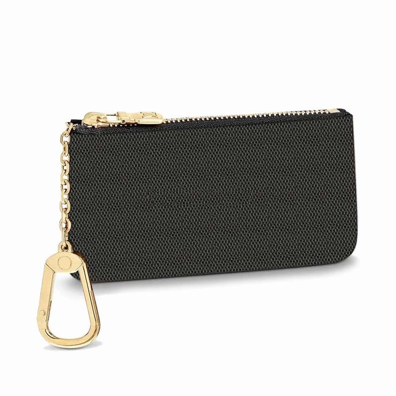 Rauder Luxury Zip Key Chain Pouch | Mini Coin Purse Wallet Card Holder with  Clasp | for Men Women - Coated Canvas (Brown Stripe)
