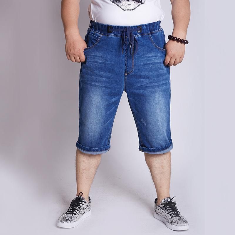 mens elastic waist denim shorts