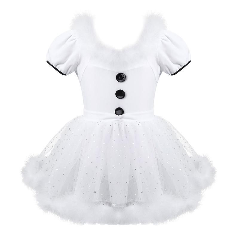 Vestidos de niña niños niñas plumas recorte traje de navidad muñeco de nieve vestido de monte Vestidos de niña niños niñas plumas recorte traje de navidad muñeco de nieve vestido de monte