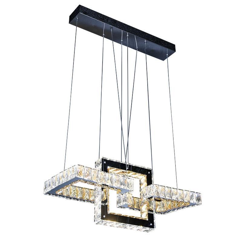 Pendant Lamps Luxury Dimmable Crystal And Stainless Steel LED Light Fixture For Kitchen Island Dinning Living Room Suspended