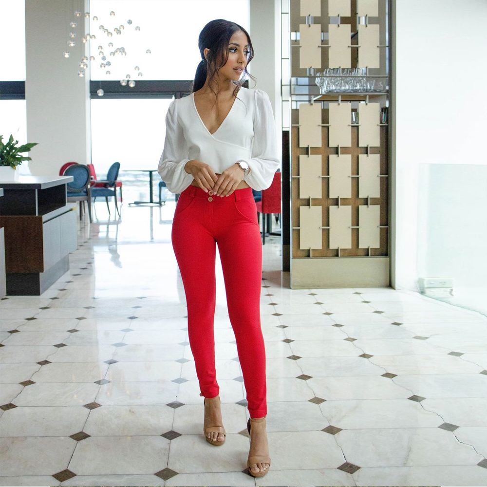 Womens Athletic Leggings Melody Red Gym 