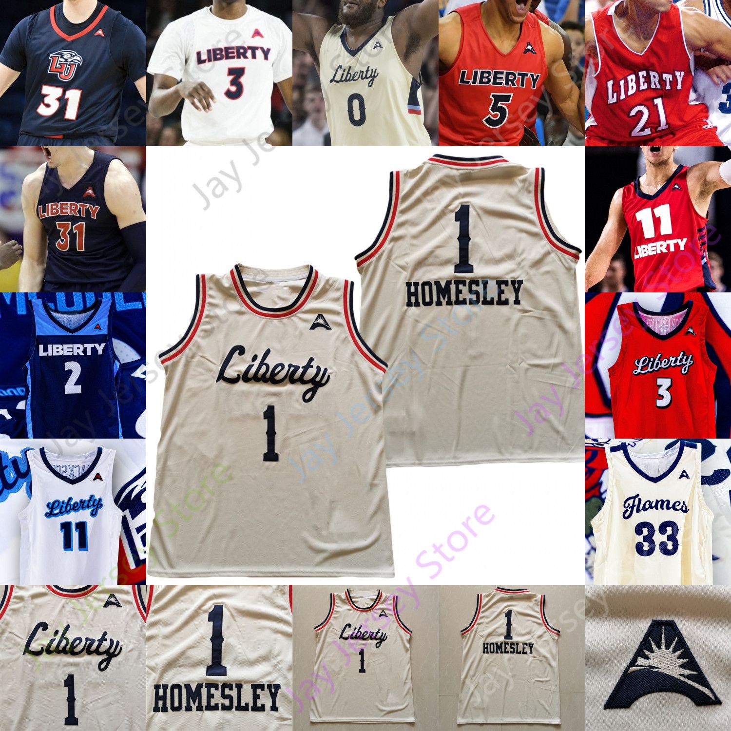 Liberty Flames Basketball Jersey NCAA College Darius McGhee Kyle Rode