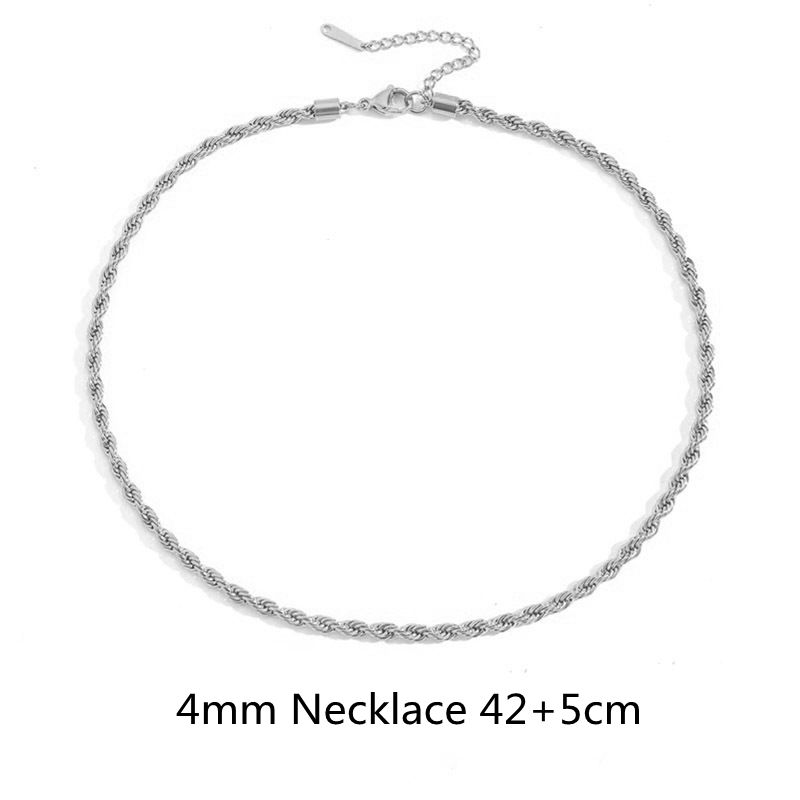 4mm stålfärg halsband 42 + 5cm