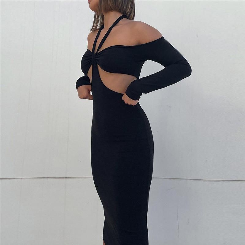 Casual Dresses Sexy Ladies Halter Neck Backless Bodycon Dress Women Off ...
