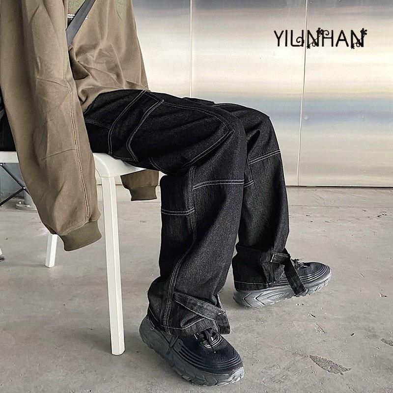 Compra Y2K Hombres Jeans Casual Pierna Ancha Denim Pant Pantallo Suelto  Hacedor Hombre Streetwear Hip Hop Patinetas Pantalones Barato | Entrega  Rápida Y Calidad | Es.Dhgate