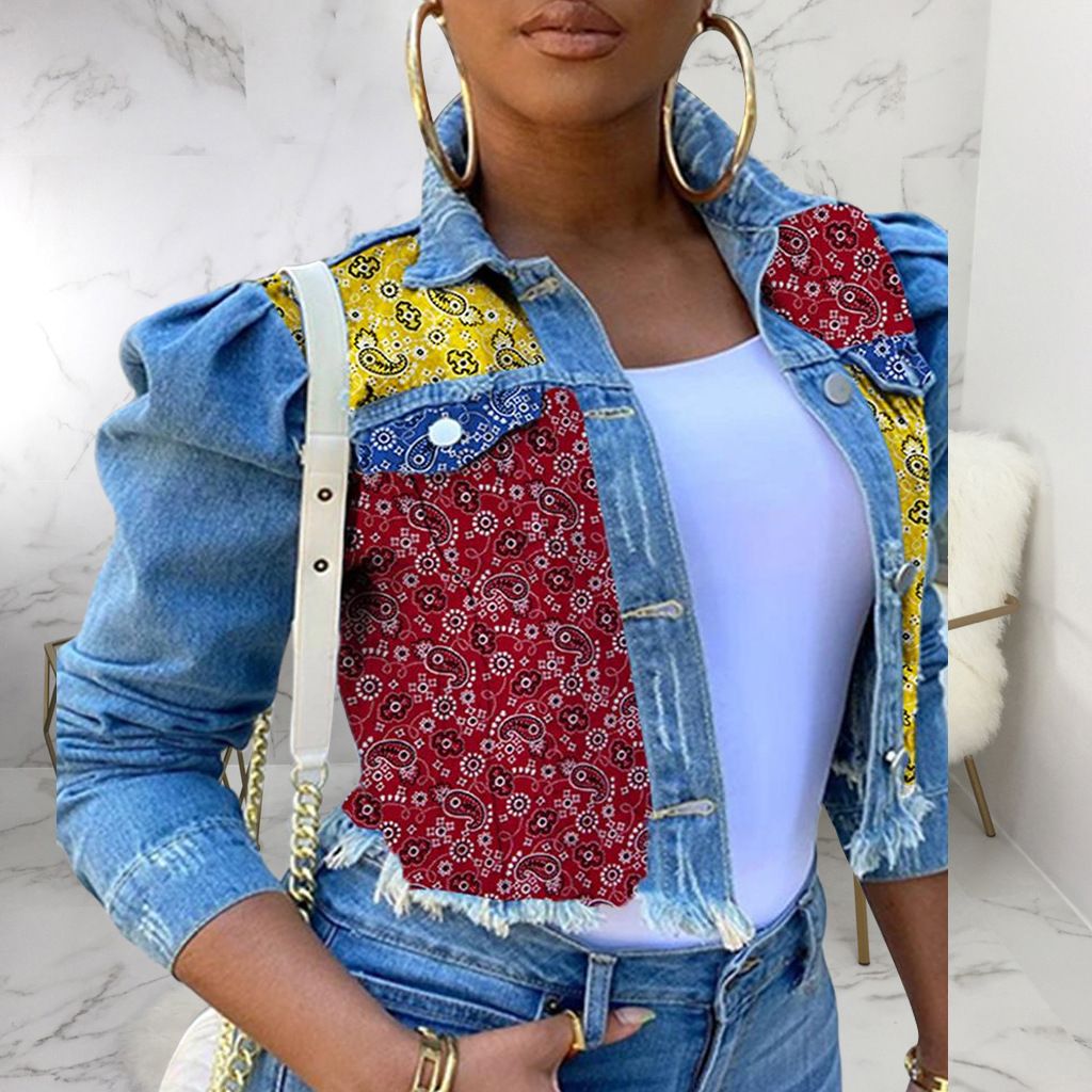 Mutevole Women Paisley Print Crop Denim 