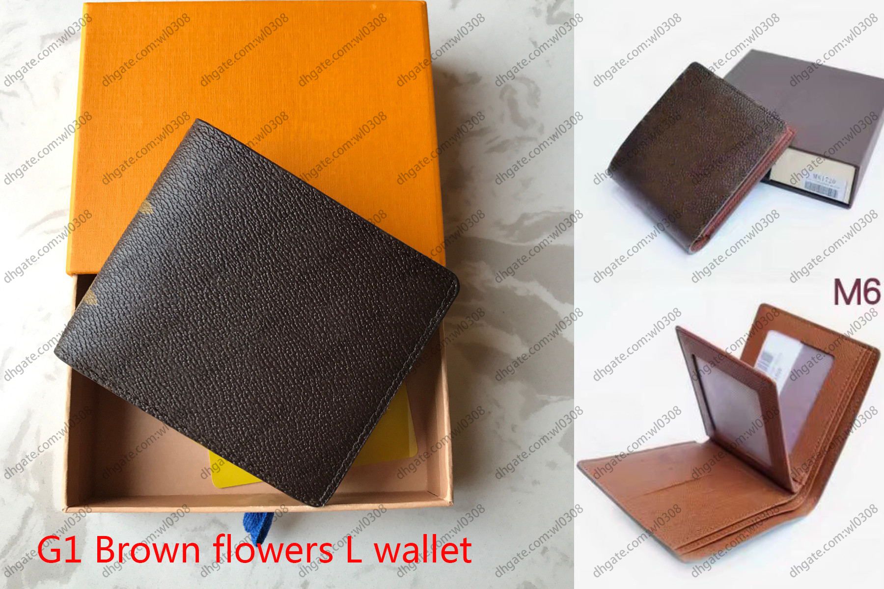 G1 Portefeuille L fleurs marron