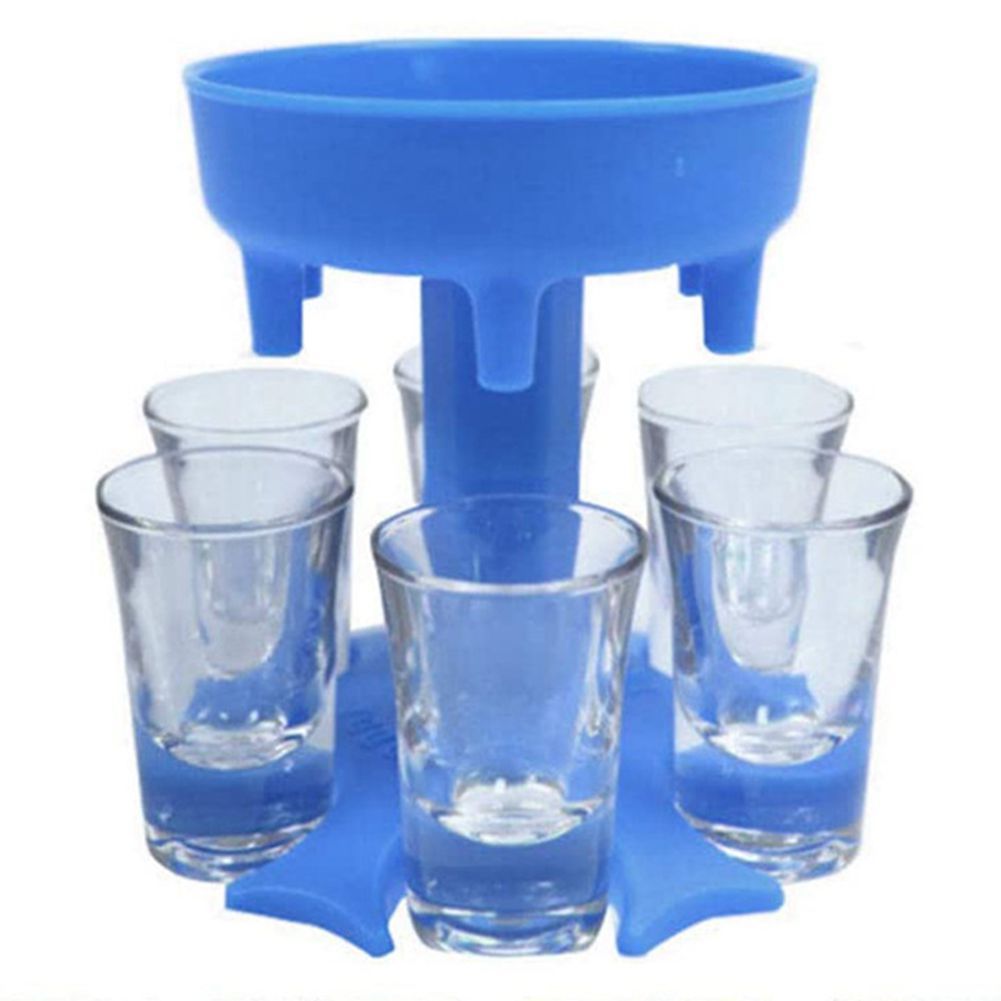 Blaue Weinausgießer (mit 6 Gläsern)