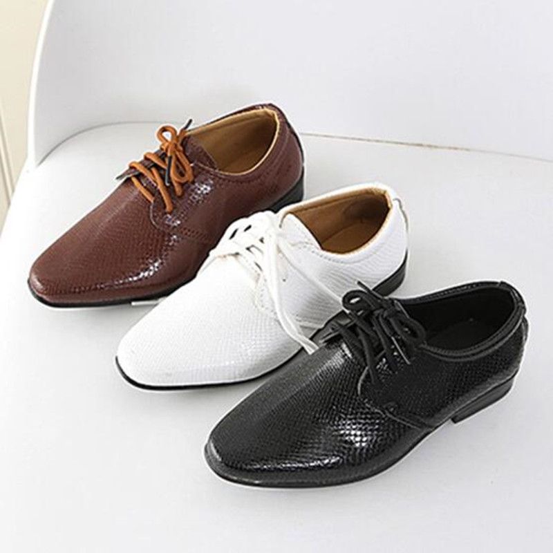 Compra Zapatos De Vestido De Novia De Cuero Genuino Para Niños Para Niños  Marca Niños Zapatos De Boda Negros Niños Zapatillas De Deporte De Cuña  Formal 21 36 Barato | Entrega Rápida