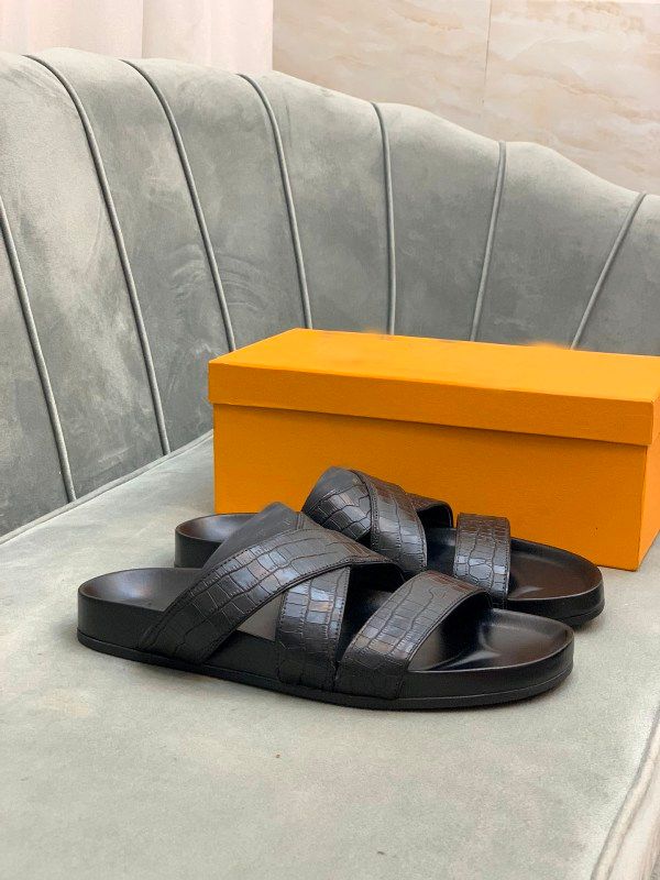 Designer Luxe Slippers voor Mannen Louis Vuitton Vitton Vutton Trainers  Heren Schoenen Mode Gleden Paren Lederen Platte Sandalen Flats Mirabeau  Sliders