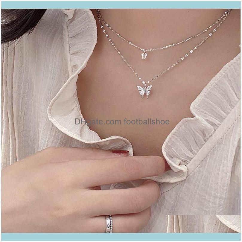 Devastar jardín Academia Collares colgantes joyas de joyería mariposa diamante collar doble para mujeres diseño simple de clavícula estilo Devastar jardín Academia Collares colgantes joyas de joyería mariposa diamante collar doble para mujeres diseño simple de clavícula estilo