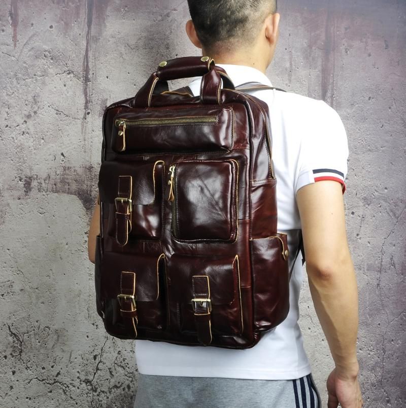 heavy duty leather backpack