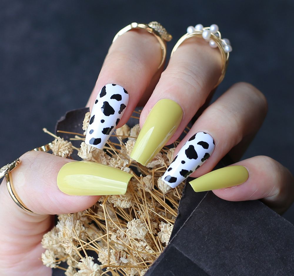 Cow Print Coffin False Nail UV Glossy Ballet Nails Passionate Red Art Design  Long Ombre French Shiny Fake Nails Summer Rose From Fzyiyi10, $15.36 |  DHgate.Com