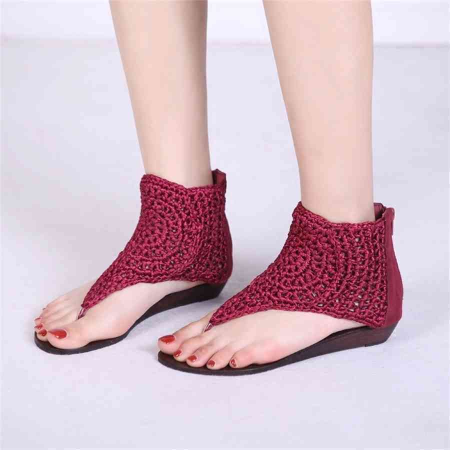 2021 Yeni Kadın Sandalet Moda Çevirme Ayakkabı Roma Sandalet Kadınlar Düz Ayakkabı Yaz Plaj Bayanlar Gerçek Deri Ayakkabı Sandalet