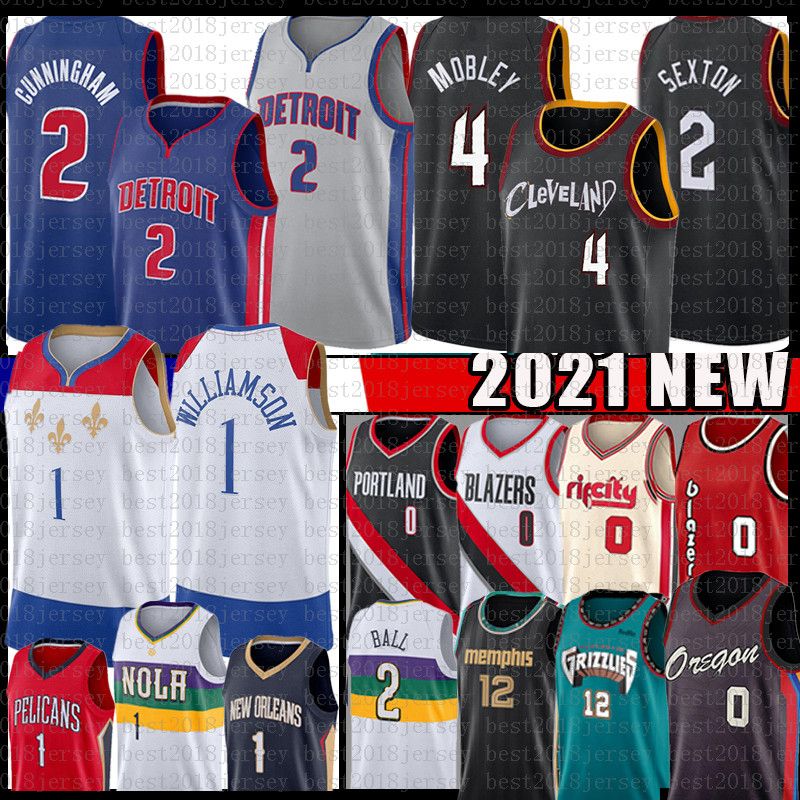 2021 Evan 4 Mobley Cade 2 Cunningham Basketball Jersey Collin 2 Sexton Ja 12 Morant Zion 1 