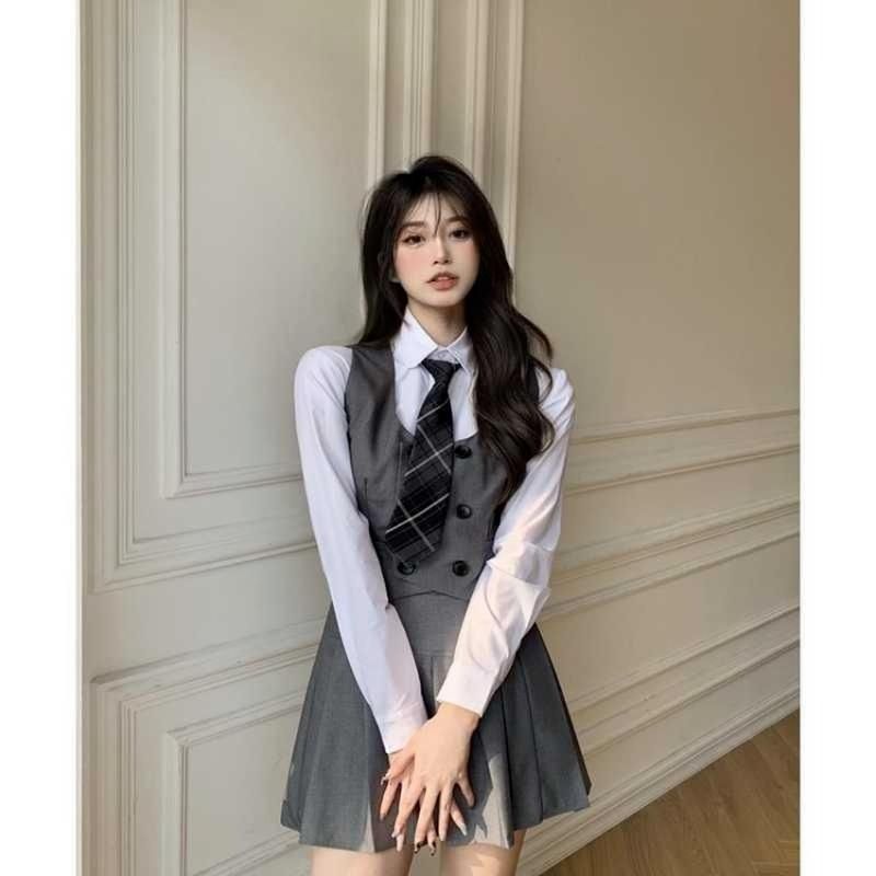 Compra Conjuntos De Ropa Estilo Universitario Moda Japonés Jk Traje  Uniforme Escolar Niña Traje Ropa Casual Chaleco Chaqueta Corbata Falda  Plisada Camisa Slim Women Barato | Entrega Rápida Y Calidad | Es.Dhgate