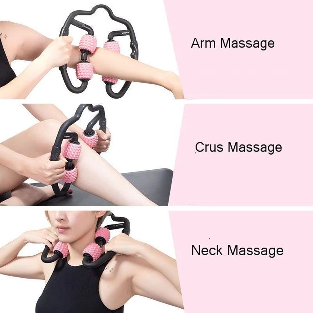 Rodillo de masaje de punto de disparo en forma de U para brazo pierna cuello tejido muscular para Fitness gimnasio,Yoga,Pilates deportes 4 ruedas 