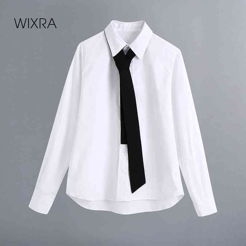 Camisas Blancas Para Mujer Con Corbata Moda Básica De Manga Street Ol Style Simple Blusa Otoño Tops 210417 De 17,72 € | DHgate
