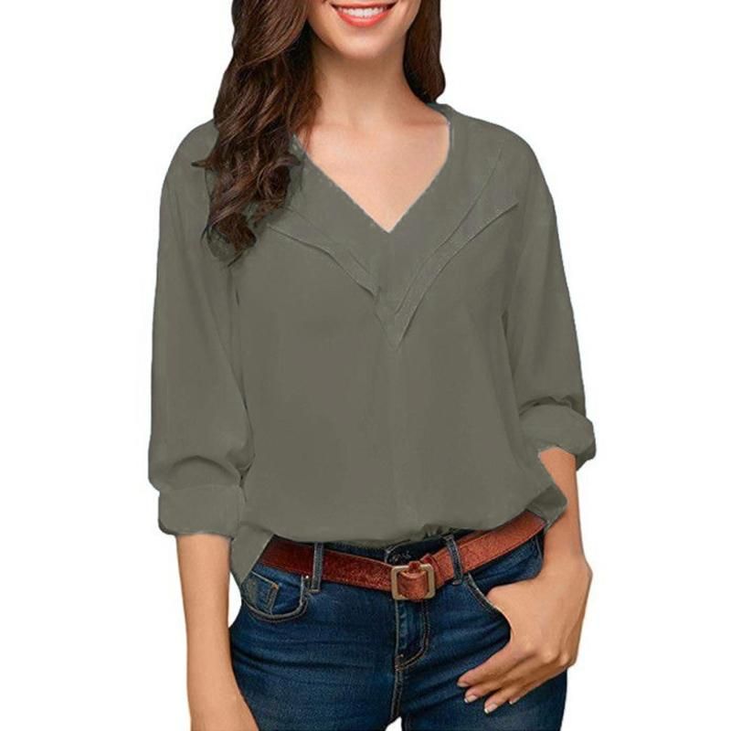 Blusas Mujer Camiseta Manga Larga Cuello O Verano Solid L 28 Blusas Mujer Camiseta Manga Larga Cuello O Verano Solid L 28