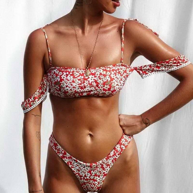 Compra Traje De Baño Para Mujer China Importar Bikini Rojo Floral Impreso  Mujeres Un Hombro Triángulo Swimsuit 2021 Barato | Entrega Rápida Y Calidad  | Es.Dhgate
