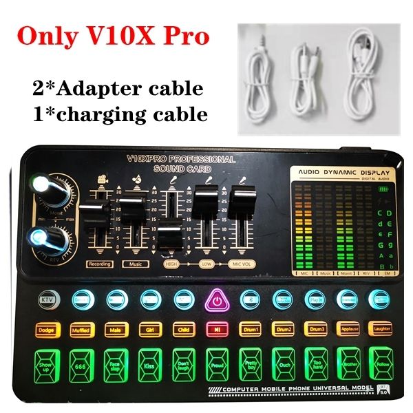 BM800 Microphone Mixer V10X Pro Sound Card Condenser Game BT Audio Dj Live Broadcast MIC USB OTG
