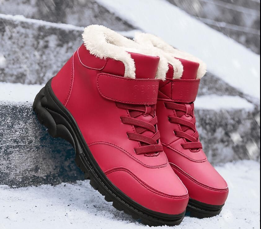 Botas nieve invierno peluche grueso grueso sin deslizamiento sole sole zapatos para ancianos