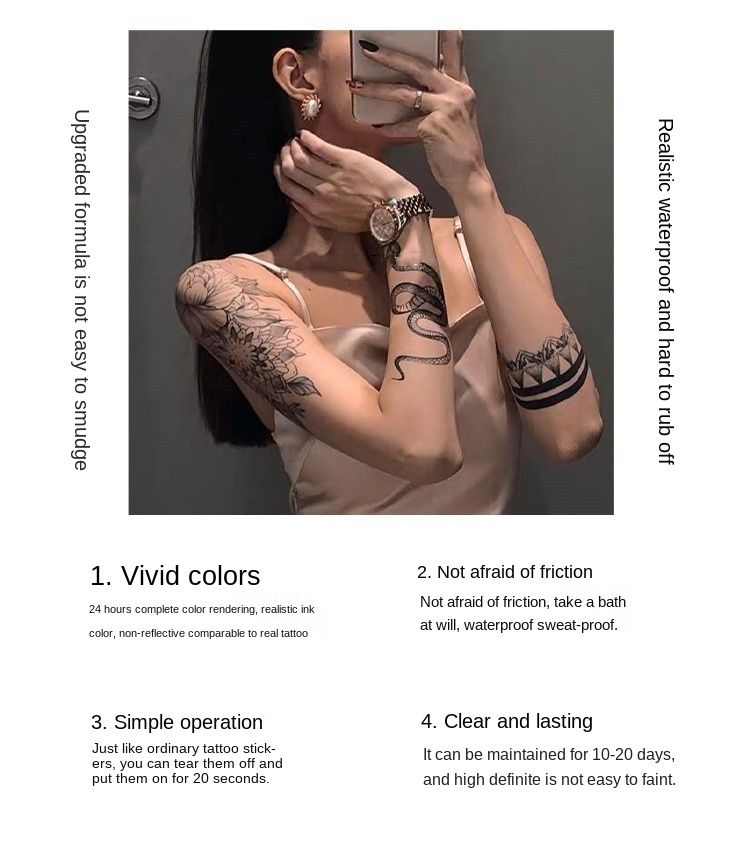 Big Size Black Snake Temporary Tattoos Dark Tattoo Stickers ...