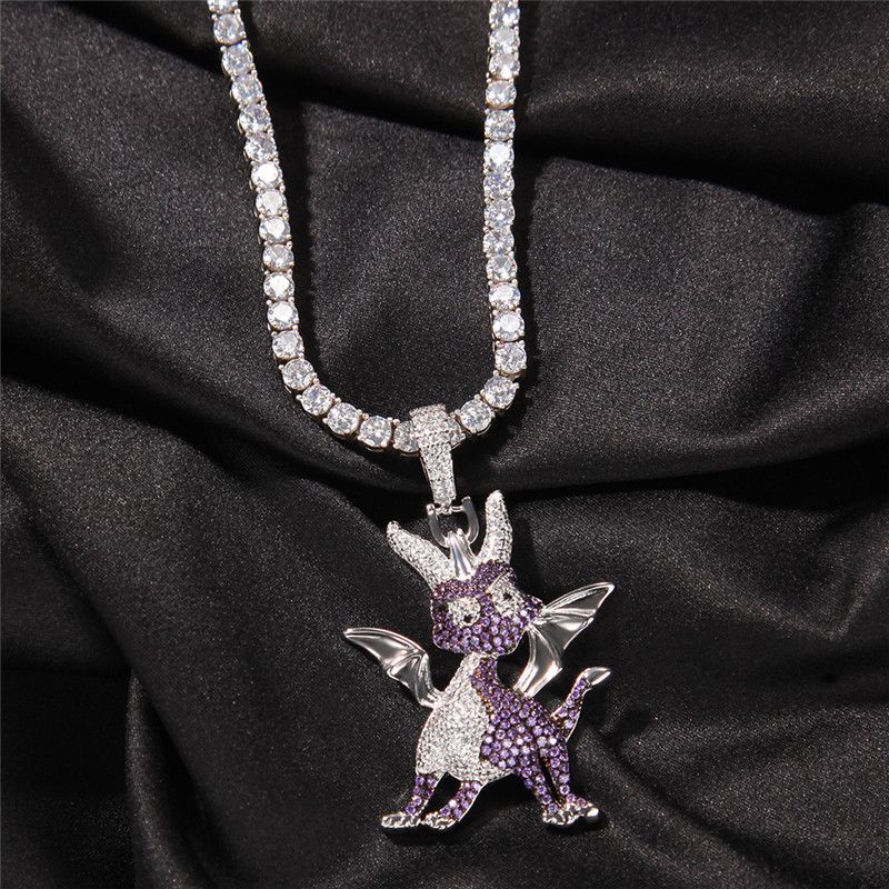 Iced Out Zircon Cartoon Cute Fox 