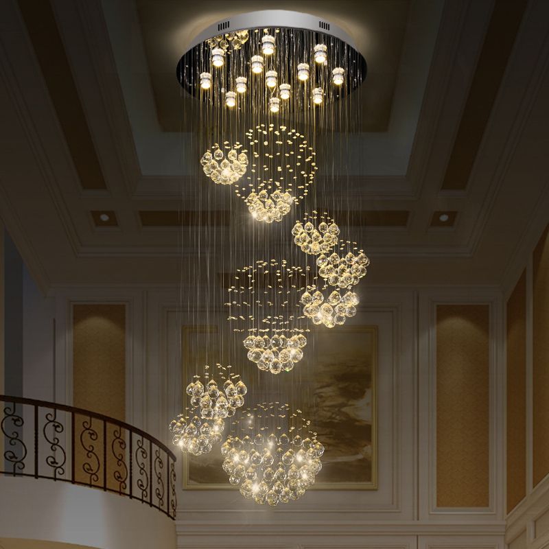 Bulk Modern K9 Spiral Sphere Crystal Raindrop Chandelier Lighting Round Chandeliers Ceiling 47 2in Fixture Contemporary Pendant For Dining Room Living Bedroom From Usastar 485 27 Dhgate Com Bulk Modern K9 Spiral Sphere, Sphere Raindrop Crystal Chandelier