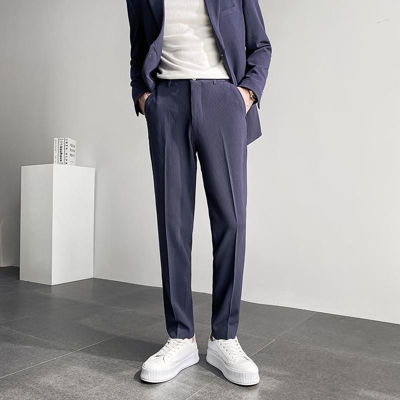 Acquistare Abiti Da Uomo Blazer Blazer Business Casual Slim Fit Striscia  Caviglia Lunghezza Pantaloni Maschile Coreano Moda Streetwear Pantaloni  Vintage Pantaloni Uomo Pantaloni Economico | Consegna Veloce E Qualità |  It.Dhgate