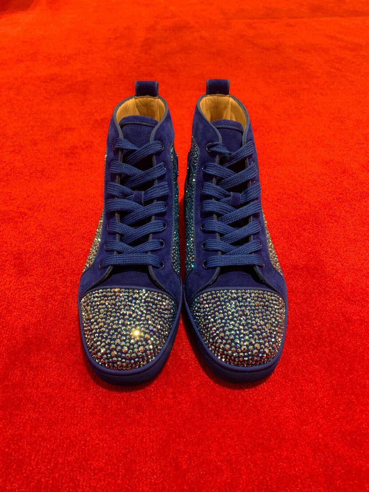 blue suede red bottoms