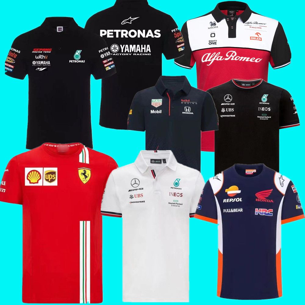Las chaquetas de carreras usan la mejor calidad F1 Fórmula One Traje del equipo del equipo del equipo de la fábrica Uniforme de fábrica de polo camiseta de manga corta para hombres se puede personalizar 2021
