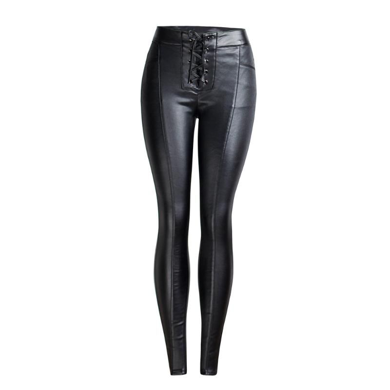 Compra Pantalones Vaqueros De Mujer Pantalones De Lápiz De Cintura Alta De  Cuero Para Mujer De Cuero Negro Terciopelo Cálido Pu Estiramiento Sexo  Flaco Vendaje Motor Motorista Cordón Barato | Entrega Rápida