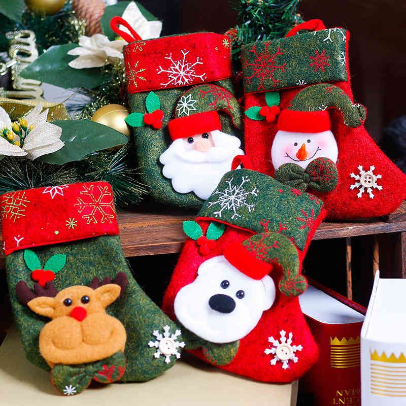 Details about   Christmas sock gift bag decoration children Christmas tree pendant candy bag 