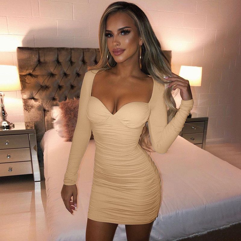 Sexy Deep V Dress Women Party Tight 