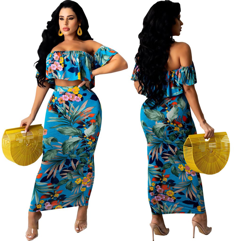 2022 Blusas Summer Falda de Mujeres Trajes Sexy Moda Impresa Señoras Traje de dos piezas Nuevo 2022 Blusas Summer Falda de Mujeres Trajes Sexy Moda Impresa Señoras Traje de dos piezas Nuevo