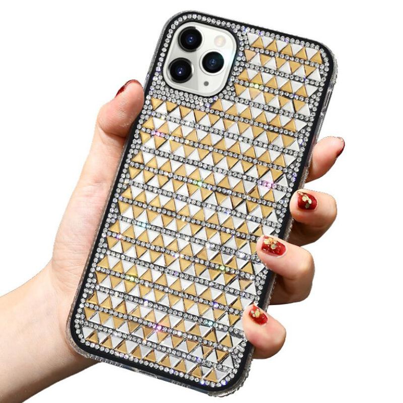 Luxury Bling Glitter Sparkle Cases Crystal Glass Full Diamond Bumper 2 in 1 TPU PC Shockproof Cover For iPhone 12 11 Pro XR XS Max X 8 7 6 SE2