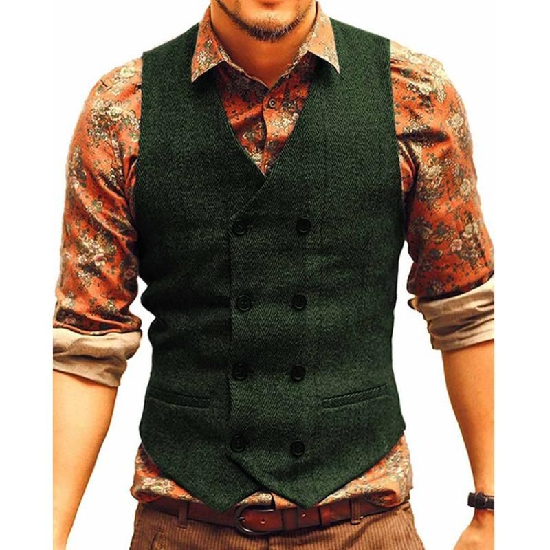 Men Vests Suit Vest Tweed Waistcoat 