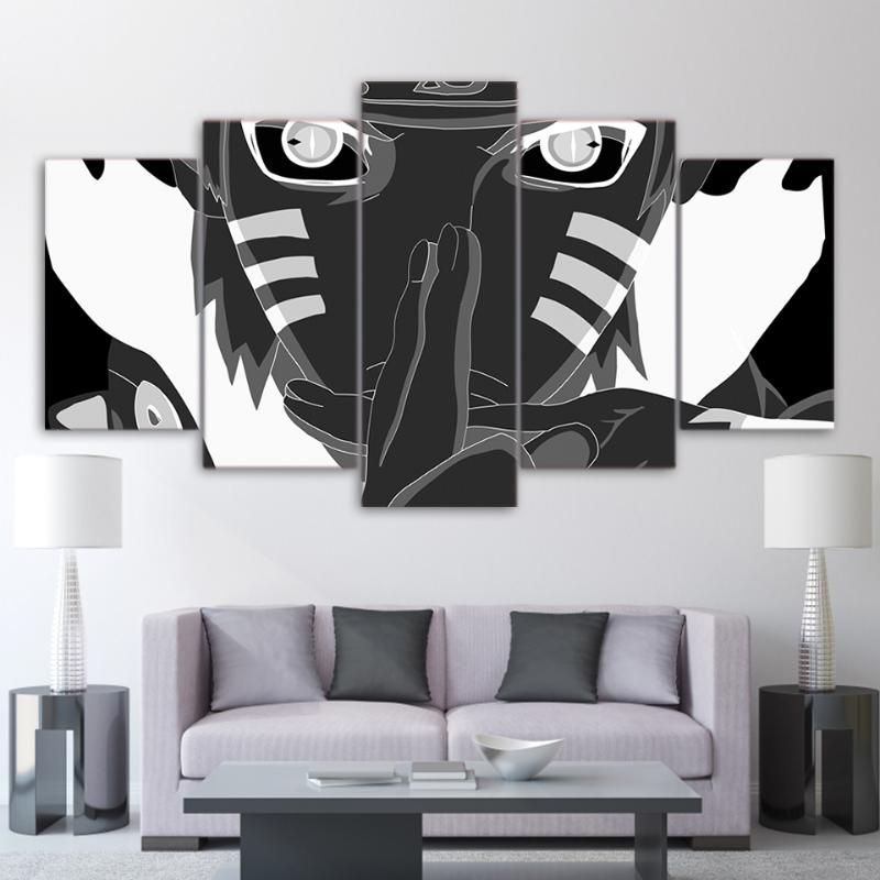 Paintings 5 Piece Canvas Wall Art Anime Poster Modular Pictures Prints Ninja Black And White For Paintings 5 Piece Canvas Wall Art Anime Poster Modular Pictures Prints Ninja Black And White For