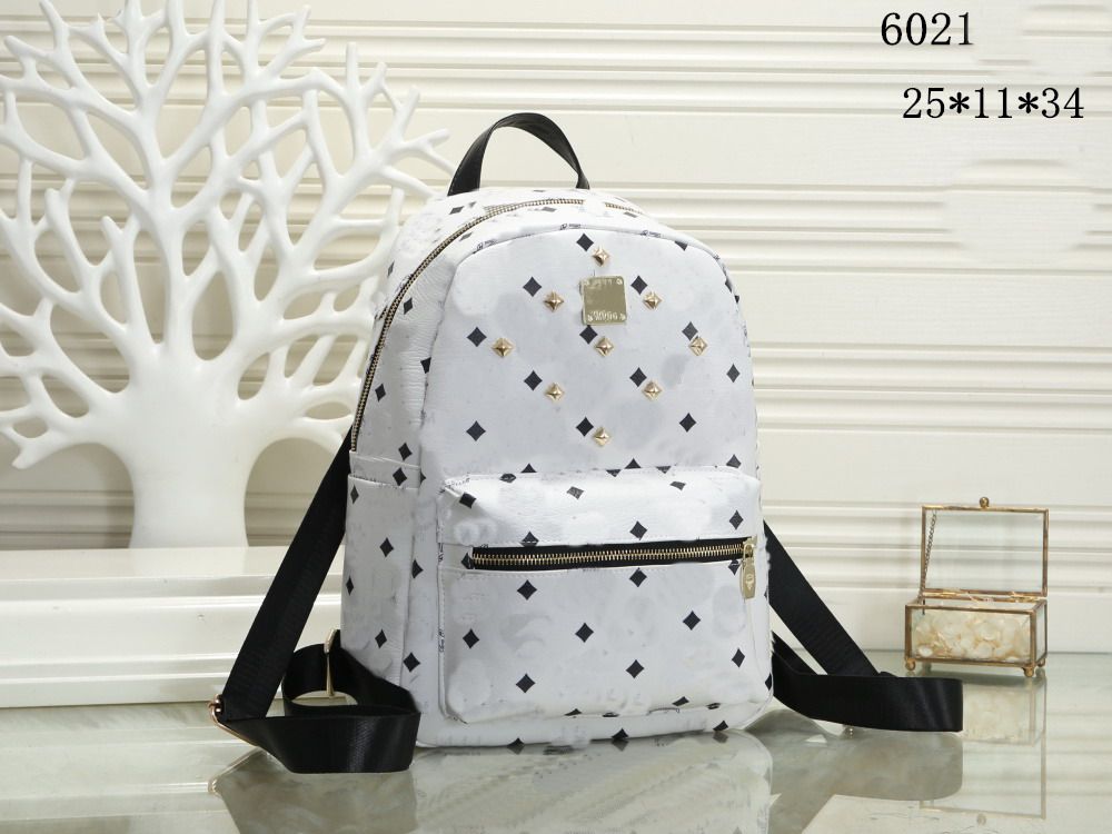 Leather Style Student Travel Backpack High Quality Men Women Rivet