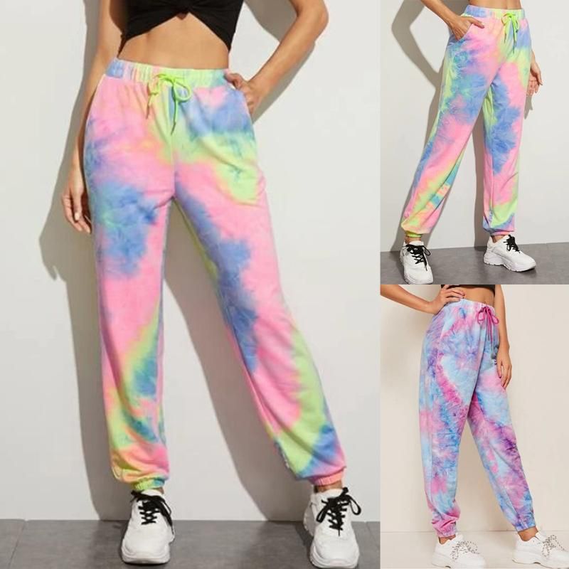 Compra Pantalones Para Mujer Capris Fashion Women Tie Ty Dye Jogger High  Cintura Largo Activo Ladies Girls Sport Elástico Sweetpants Barato |  Entrega Rápida Y Calidad | Es.Dhgate