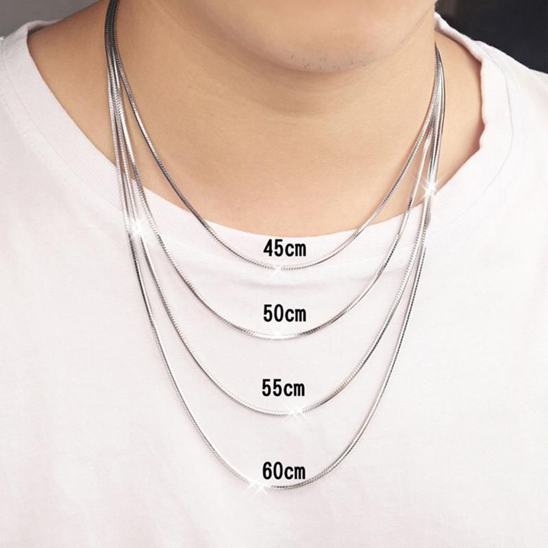Sterling Silver Snake Chain Long 40 45 50 55 60 Cm Coarse Wide 1 2 1 5 1 8 2 0 Mm Platinum Color Women Men Necklace Chains