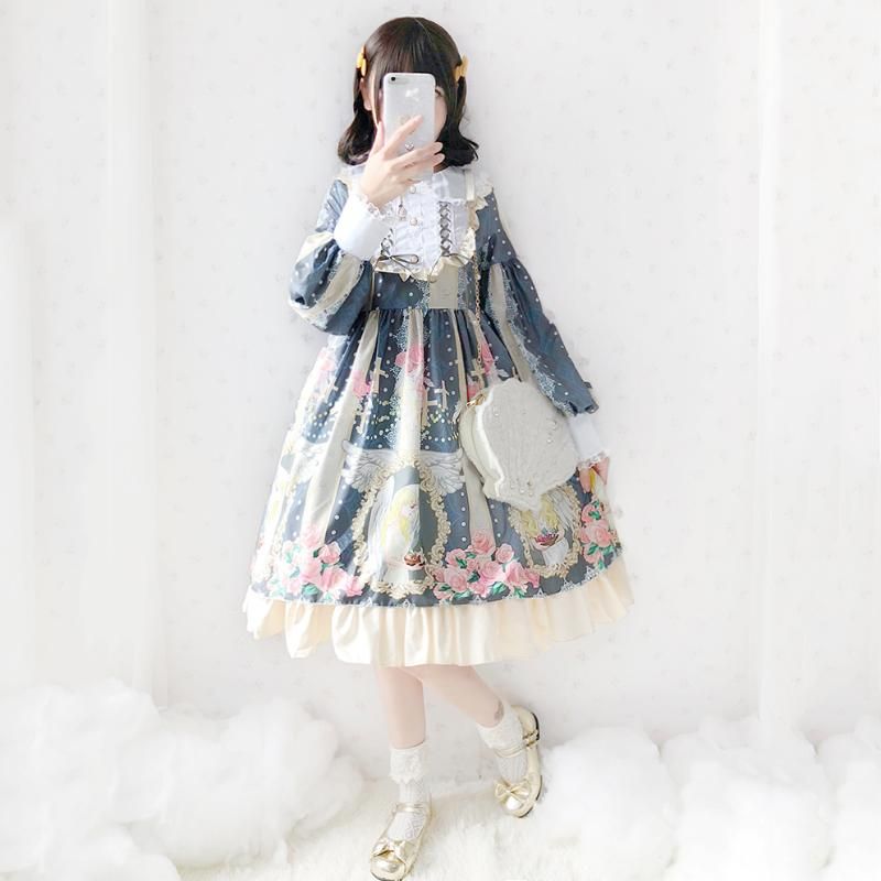 Casual Dresses Japanese Lolita Dress For Teen Girl Kawaii Cartoon Print Ruffled Baby Doll Gothic Cute Lace Loli Cos Princess Costume Casual Dresses Japanese Lolita Dress For Teen Girl Kawaii Cartoon Print Ruffled Baby Doll Gothic Cute Lace Loli Cos Princess Costume