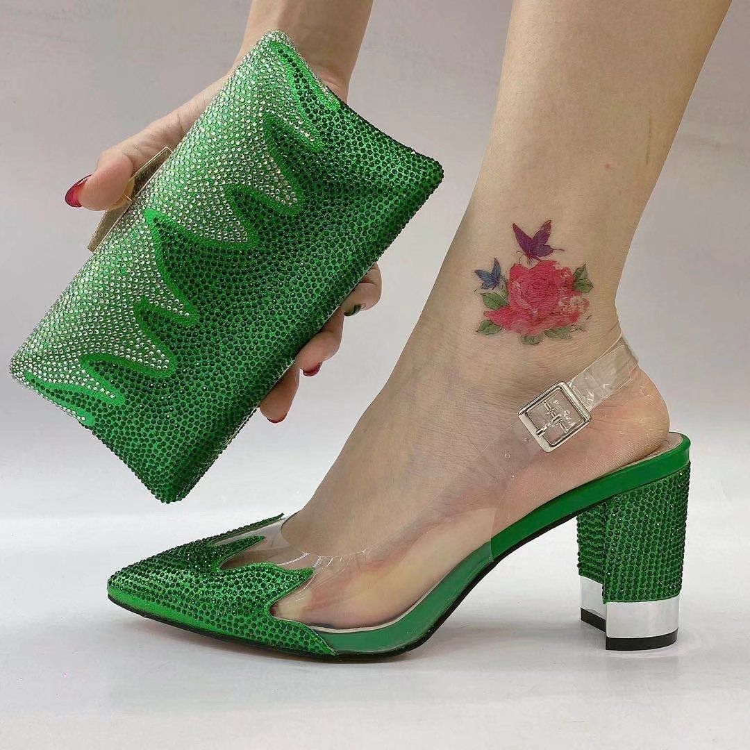 heels with matching clutch