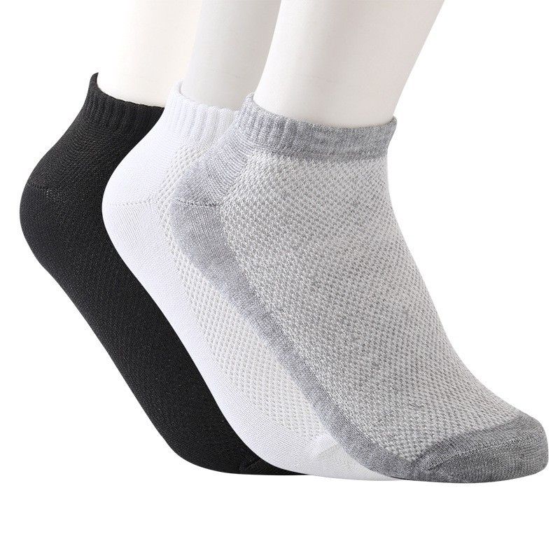 20Pcs=10Pair Solid Mesh Men's Socks Invisible Ankle Socks Men Summer Breathable