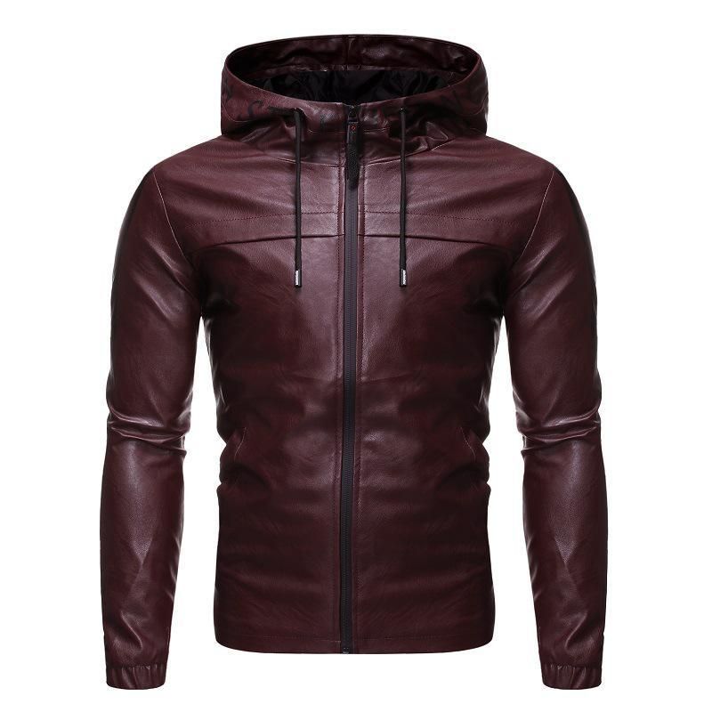 Wine Red PU Jacket